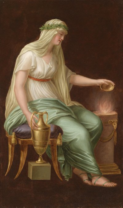 A Vestal Sitting by the Fire by Philipp Friedrich von Hetsch